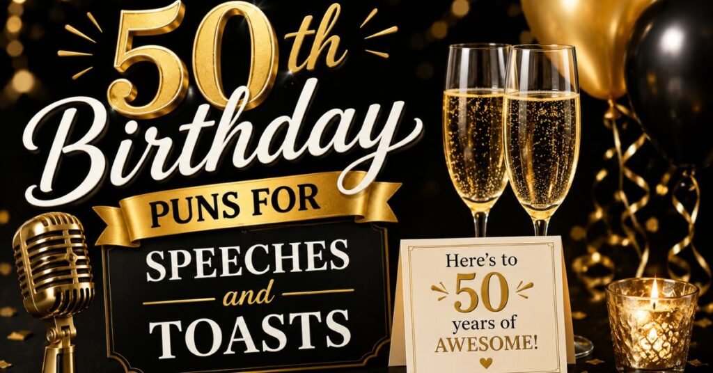 50th Birthday Puns: 130+ Funny Ideas for Cards Captions & Parties 6 50th Birthday Puns for Speeches and Toasts