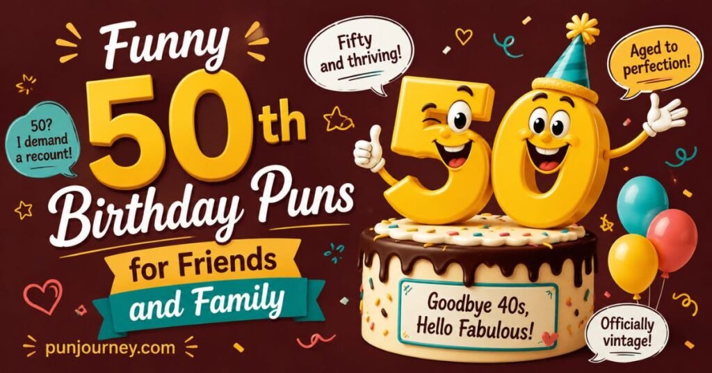 50th Birthday Puns: 130+ Funny Ideas for Cards Captions & Parties 3 Funny 50th Birthday Puns for Friends and Family