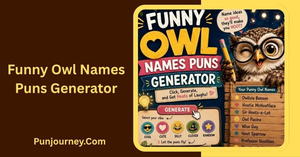 21+ Funny Owl Names Puns for Hilarious & Clever Owl Ideas 5 Funny Owl Names Puns Generator