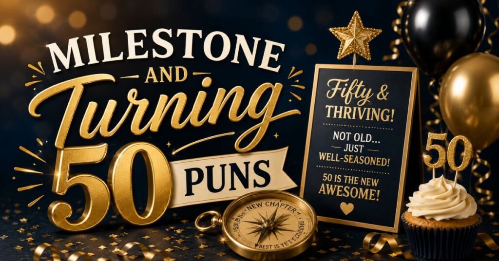 50th Birthday Puns: 130+ Funny Ideas for Cards Captions & Parties 7 Milestone and Turning 50 Puns