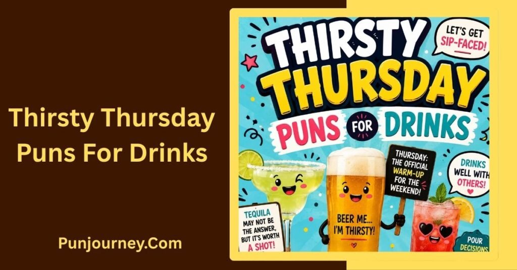 Thursday Puns: 104+ Funny Jokes, One Liners & Captions 3 Thirsty Thursday Puns for Drinks